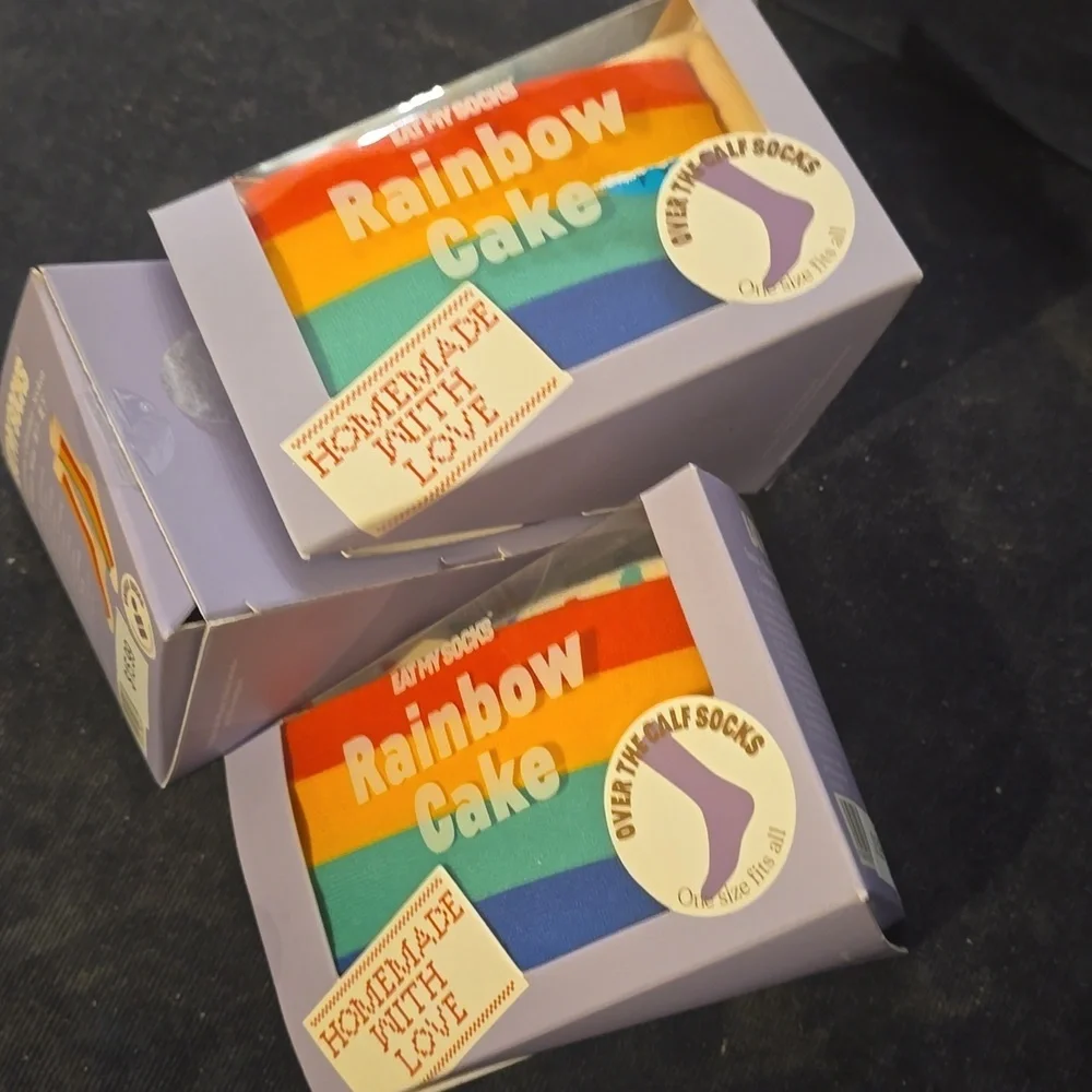 ❤️BUY 2 GET 1 FREE Eat My Socks Rainbow Cake Unisex Socks, Retail $15.99US